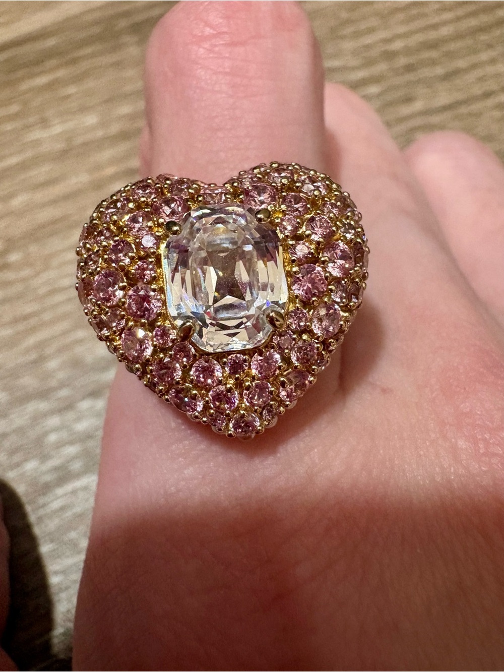 Swarovski Pink and Gold Heart Ring - Picture 5 of 11
